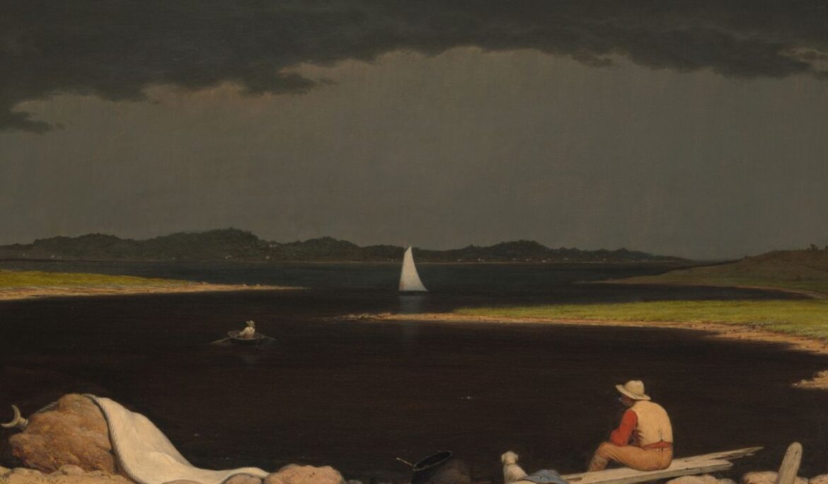 Depresija kot občutek osamljenosti – temna pokrajina z osebo, ki sedi ob vodi.